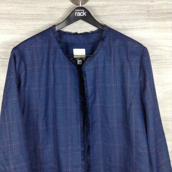 Sejour PLAID TWEED FRINGE JACKET BLAZER - Picture 3 of 6